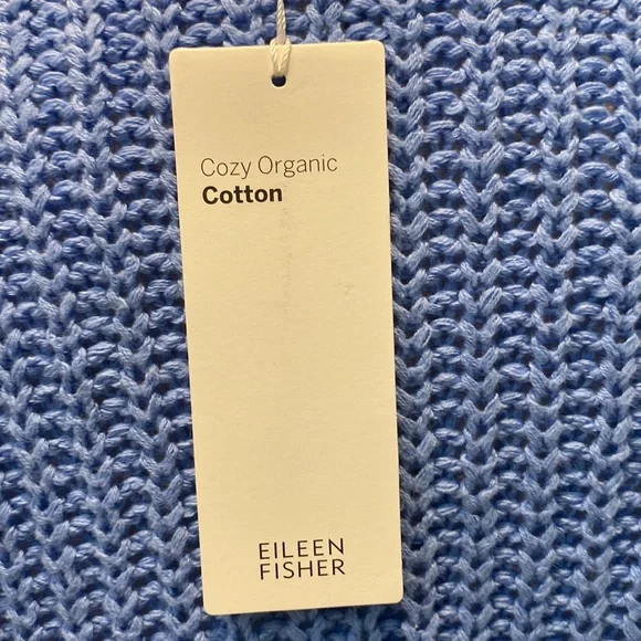 Eileen Fisher Organic Textured Cotton Sweater Bright Blue size XL NWT - Picture 7 of 10